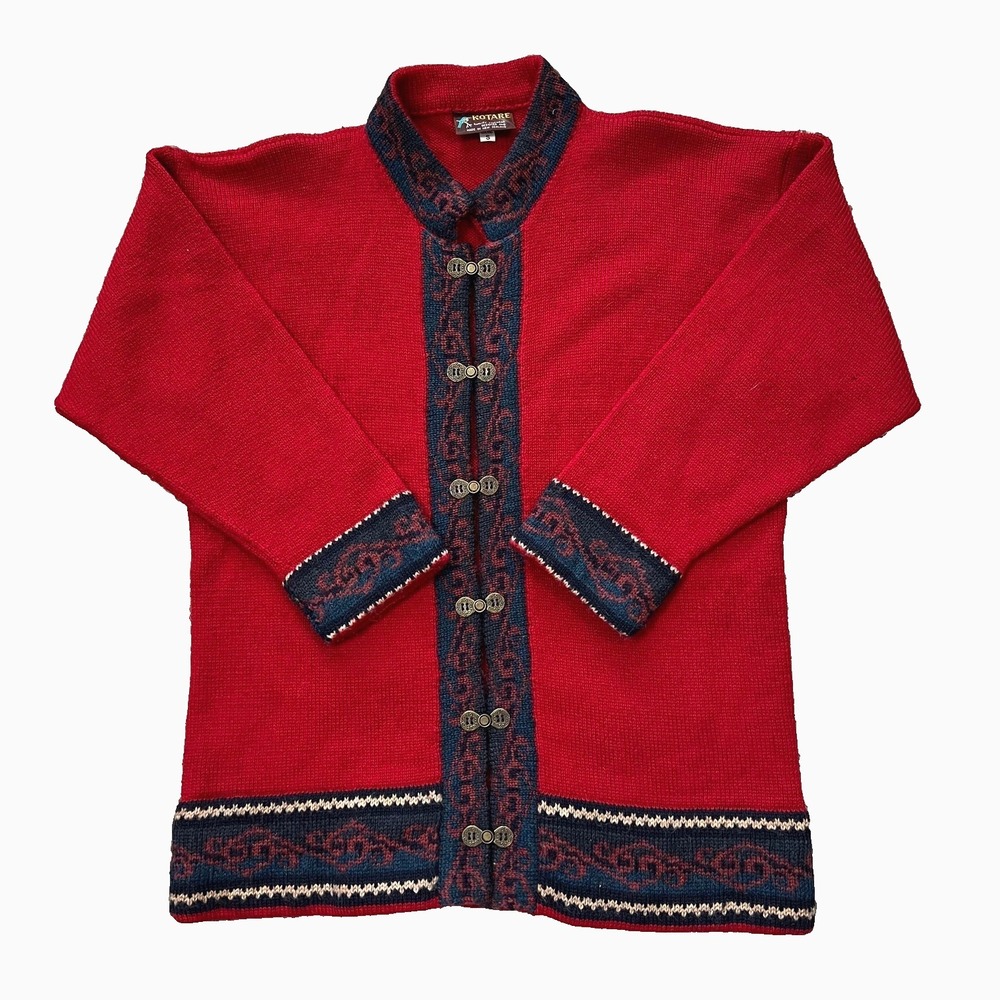 Kotare Cardigan‎ Sweater Sz Small New Zealand Folk Fantasy Wool Nordic Fiber Art